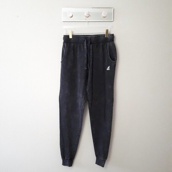 EUC Kangol black weathered look cotton joggers with drawstring waist, M - Picture 2 of 4